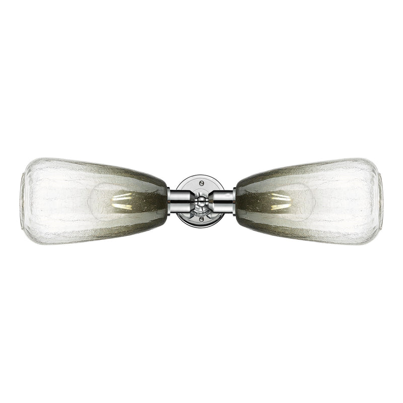 Innovations Brookhaven Almond 25in 2-Light Vanity Light | Industrial Polished Chrome and Slate Glass | Bathroom Vanity | Model 900-2W-PC-G480-6SL