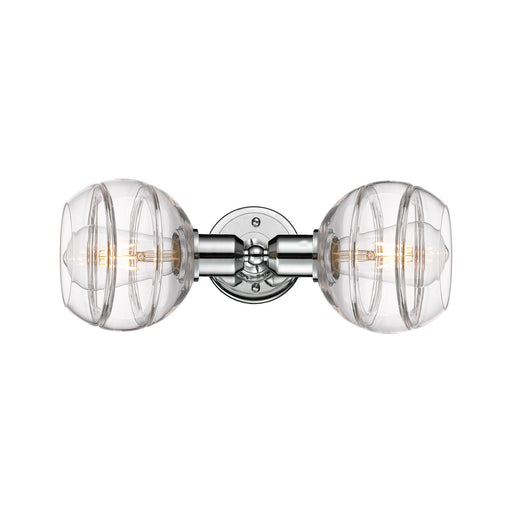 Innovations Rochester 15in 2-Light Vanity Light | Industrial Polished Chrome and Clear Glass | Bathroom Vanity | Model 900-2W-PC-G556-6CL
