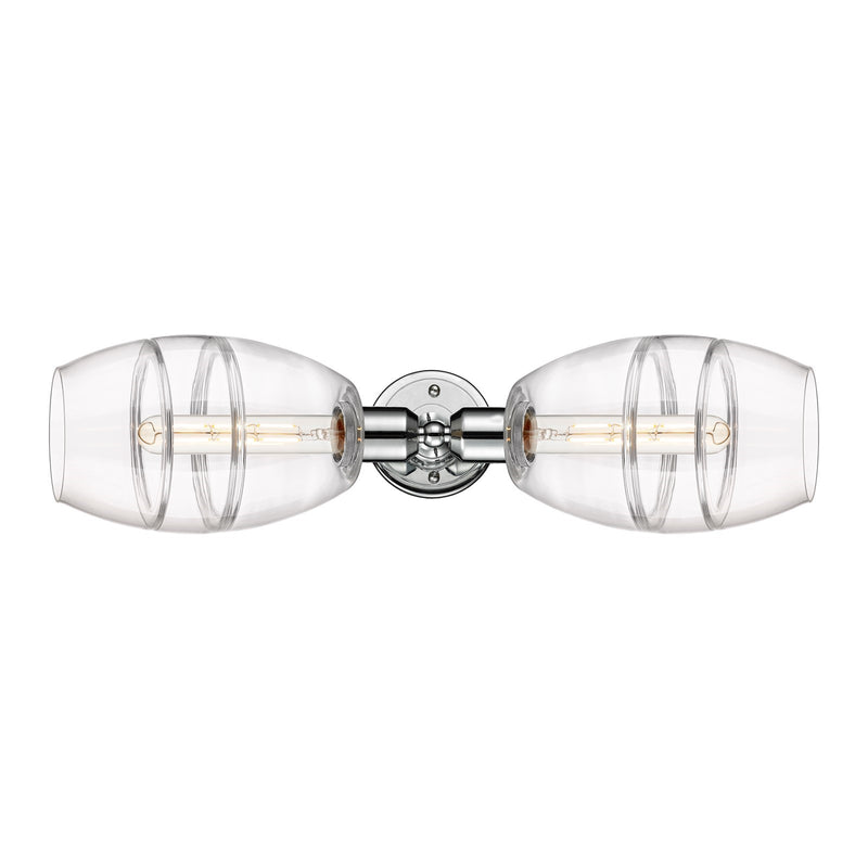 Innovations Vaz 23.75in 2-Light Linear Bath Vanity Light | Industrial Polished Chrome Steel and Clear Glass | Bathroom Vanity & | Model 900-2W-PC-G557-6CL