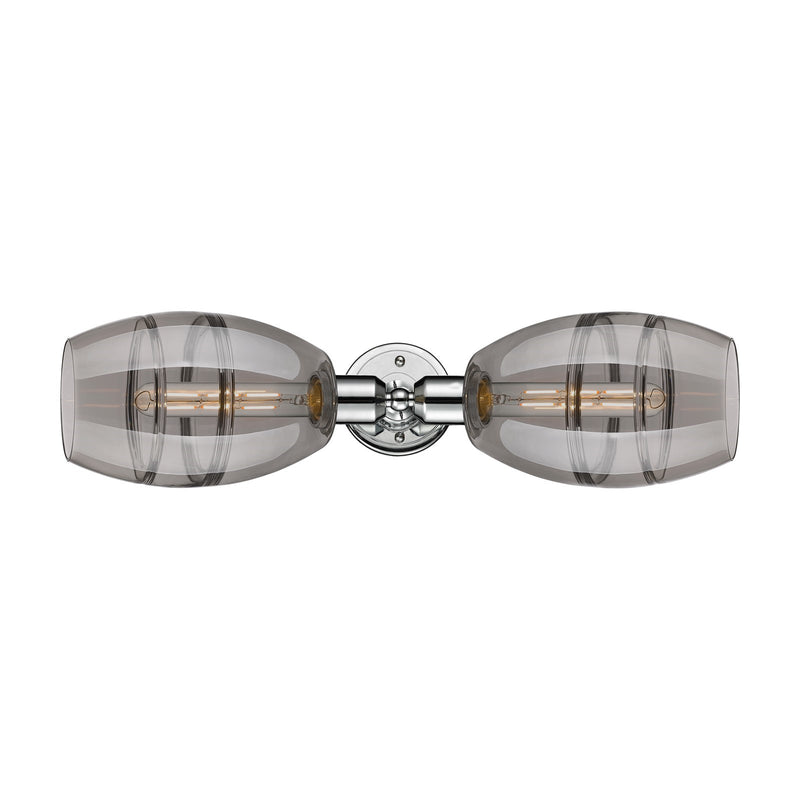 Innovations Vaz 23.75in 2-Light Linear Bath Vanity Light | Industrial Polished Chrome Steel and Light Smoke Glass | Bathroom | Model 900-2W-PC-G557-6SM