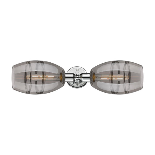 Innovations Vaz 23.75in 2-Light Linear Bath Vanity Light | Industrial Polished Chrome Steel and Light Smoke Glass | Bathroom | Model 900-2W-PC-G557-6SM