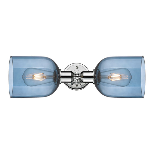 Innovations Bella 18in 2-Light Linear Bath Vanity | Industrial Polished Chrome and Blue Bell Glass | Bathroom Vanity & Powder | Model 900-2W-PC-G558-6BL