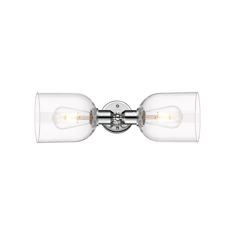 Innovations Bella 18in 2-Light Linear Bath Vanity | Industrial Polished Chrome and Clear Bell Glass | Bathroom Vanity & Powder | Model 900-2W-PC-G558-6CL