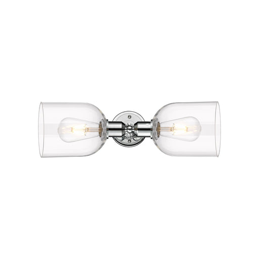 Innovations Bella 18in 2-Light Linear Bath Vanity | Industrial Polished Chrome and Clear Bell Glass | Bathroom Vanity & Powder | Model 900-2W-PC-G558-6CL
