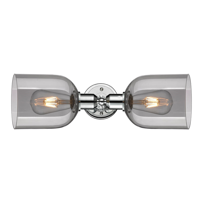 Innovations Bella 18in 2-Light Linear Bath Vanity | Industrial Polished Chrome and Light Smoke Smoked Glass | Bathroom Vanity | Model 900-2W-PC-G558-6SM