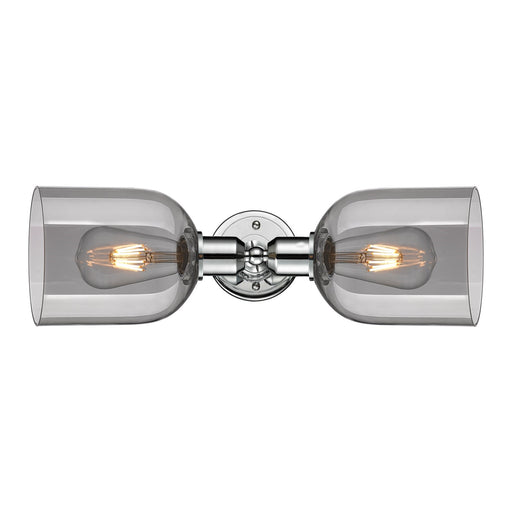 Innovations Bella 18in 2-Light Linear Bath Vanity | Industrial Polished Chrome and Light Smoke Smoked Glass | Bathroom Vanity | Model 900-2W-PC-G558-6SM