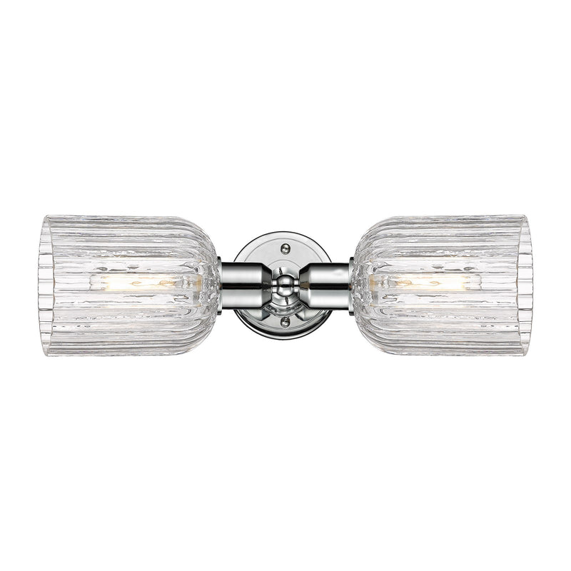 Innovations Bridal Veil 17in 2-Light Linear Bath Vanity | Industrial Polished Chrome and Clear Ribbed Glass | Bathroom Vanity | Model 900-2W-PC-G559-5CL