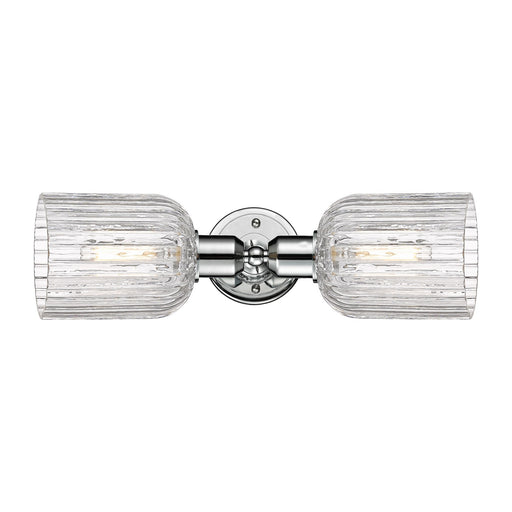 Innovations Bridal Veil 17in 2-Light Linear Bath Vanity | Industrial Polished Chrome and Clear Ribbed Glass | Bathroom Vanity | Model 900-2W-PC-G559-5CL