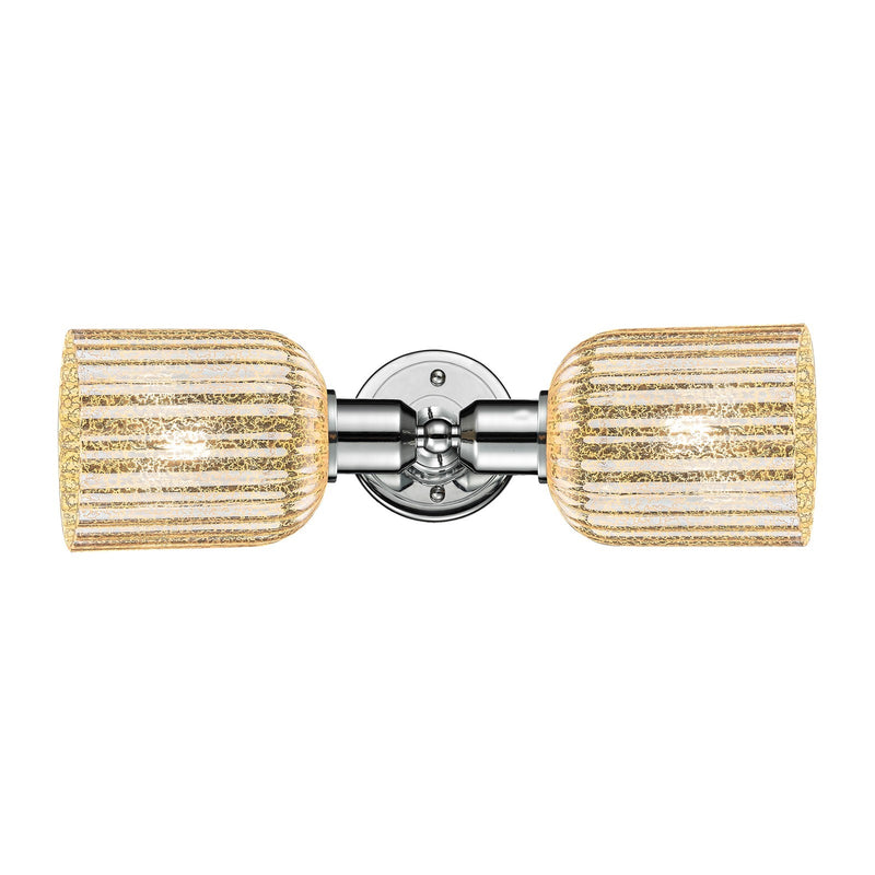 Innovations Bridal Veil 17in 2-Light Linear Bath Vanity Light | Industrial Polished Chrome and Mercury Ribbed Glass | Bathroom | Model 900-2W-PC-G559-5ME