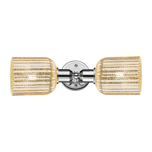 Innovations Bridal Veil 17in 2-Light Linear Bath Vanity Light | Industrial Polished Chrome and Mercury Ribbed Glass | Bathroom | Model 900-2W-PC-G559-5ME