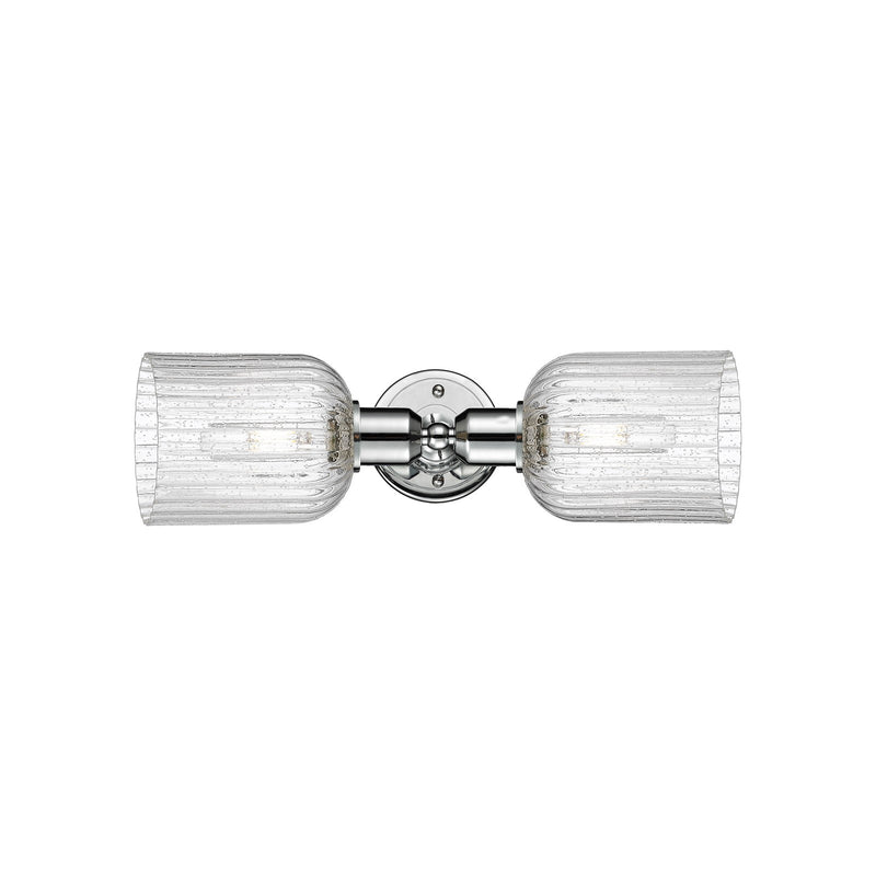 Innovations Bridal Veil 17in 2-Light Linear Bath Vanity Light | Industrial Polished Chrome and Seedy Ribbed Glass | Bathroom | Model 900-2W-PC-G559-5SDY