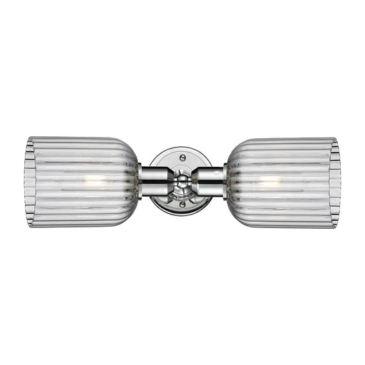 Innovations Bridal Veil 17in 2-Light Linear Bath Vanity Light | Industrial Polished Chrome and Light Smoke Ribbed Glass | Model 900-2W-PC-G559-5SM