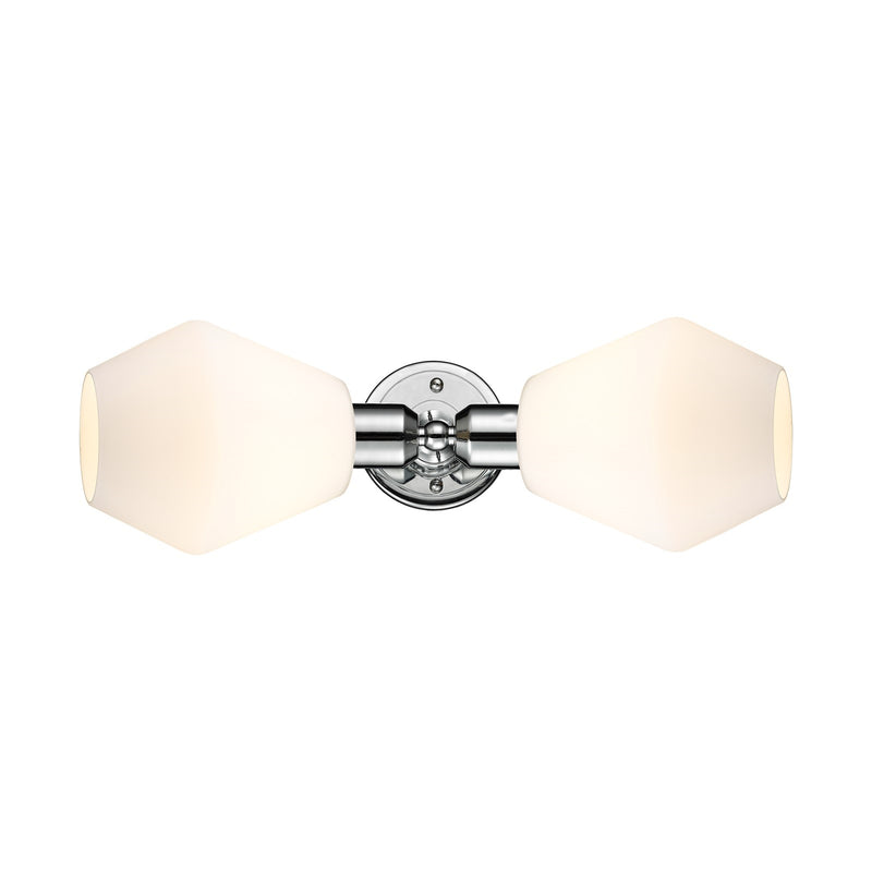 Innovations Cindyrella 18in 2-Light Linear Bath Vanity Light | Industrial Polished Chrome and Cased Matte White Geometric Glass | Model 900-2W-PC-G651-6