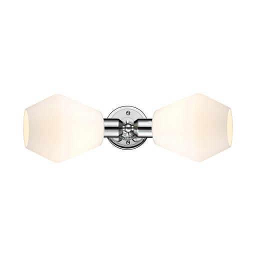 Innovations Cindyrella 18in 2-Light Linear Bath Vanity Light | Industrial Polished Chrome and Cased Matte White Geometric Glass | Model 900-2W-PC-G651-6