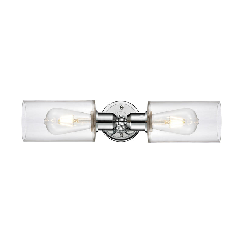 Innovations Clymer 17in 2-Light Linear Bath Vanity Light | Industrial Polished Chrome Steel and Clear Glass | Bathroom Vanity | Model 900-2W-PC-G802