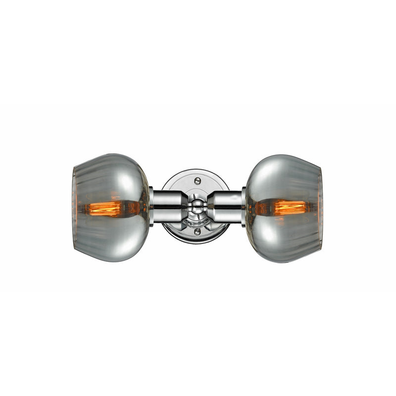 Innovations Fenton 16in 2-Light Bath Vanity Light | Polished Chrome Steel and Light Smoke Glass | Bathroom Vanity with LED | Model 900-2W-PC-G93-LED
