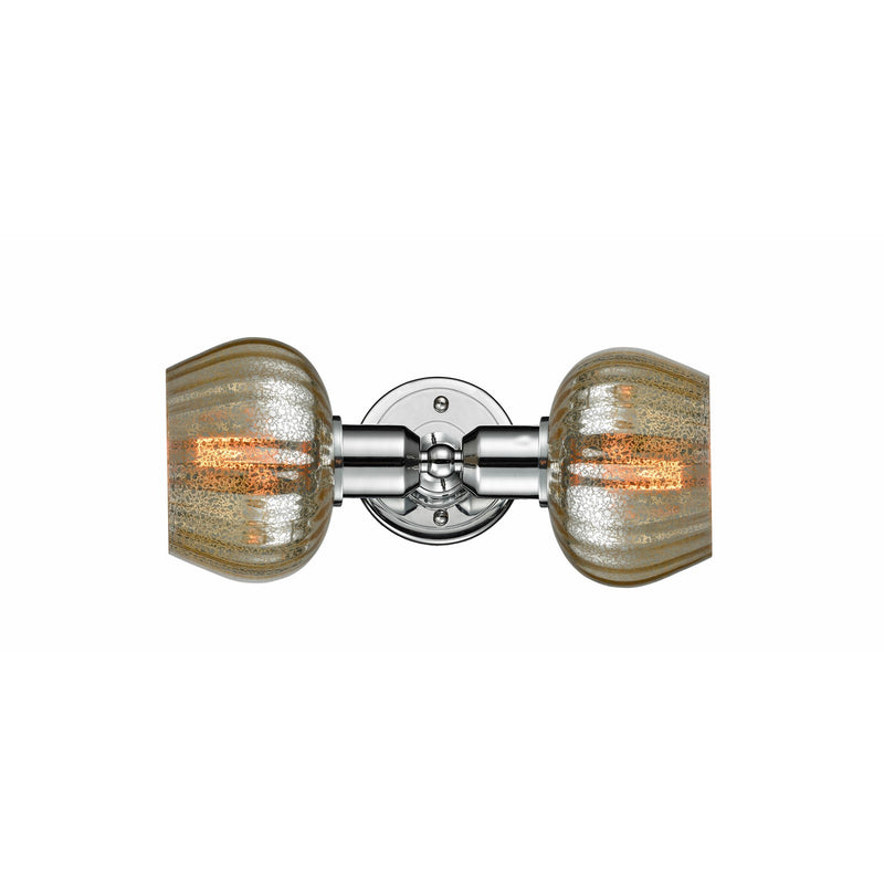 Innovations Fenton 16in 2-Light Bath Vanity Light | Polished Chrome Steel and Mercury Glass | Bathroom Vanity | 16 x 6.5 x 8.62 in | Model 900-2W-PC-G96