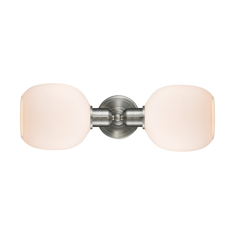 Innovations Belfast 17.25in 2-Light Linear Bath Vanity Light | Industrial Brushed Satin Nickel and Matte White Glass | Bathroom | Model 900-2W-SN-G101