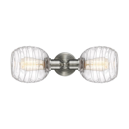 Innovations Belfast 17.25in 2-Light Linear Bath Vanity Light | Industrial Brushed Satin Nickel and Deco Swirl Glass | Bathroom | Model 900-2W-SN-G1013