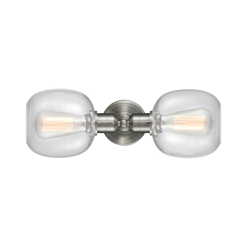 Innovations Belfast 17.25in 2-Light Linear Bath Vanity Light | Industrial Brushed Satin Nickel and Seedy Glass | Bathroom Vanity | Model 900-2W-SN-G104
