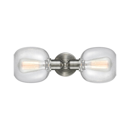 Innovations Belfast 17.25in 2-Light Linear Bath Vanity Light | Industrial Brushed Satin Nickel and Seedy Glass | Bathroom Vanity | Model 900-2W-SN-G104