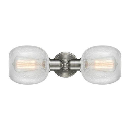 Innovations Belfast 17in 2-Light Linear Bath Vanity | Industrial Brushed Satin Nickel and Clear Crackle Glass | Bathroom Vanity & | Model 900-2W-SN-G105