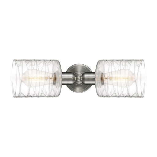Innovations Cobbleskill 17in 2-Light Linear Bath Vanity | Industrial Brushed Satin Nickel and Deco Swirl Glass | Bathroom Vanity & | Model 900-2W-SN-G1113
