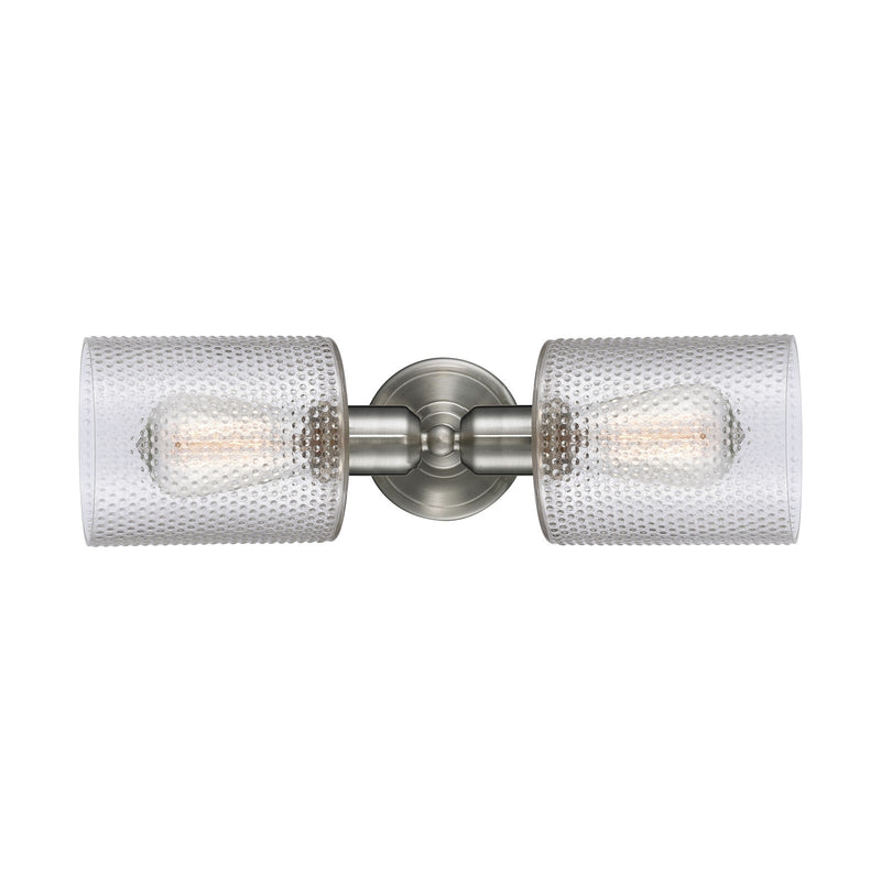 Innovations Cobbleskill 17in 2-Light Linear Bath Vanity | Industrial Brushed Satin Nickel and Clear Glass | Bathroom Vanity & | Model 900-2W-SN-G112