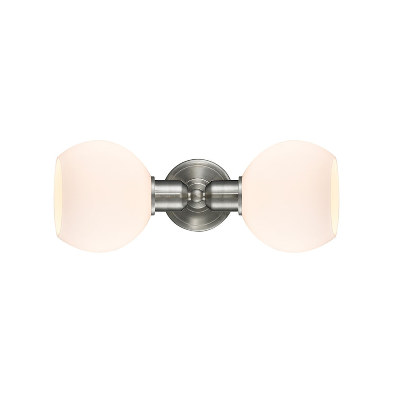 Innovations Athens 15in 2-Light Linear Bath Vanity Light | Industrial Brushed Satin Nickel and Cased Matte White Glass | Bathroom | Model 900-2W-SN-G121-6
