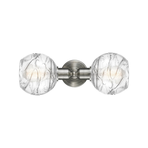 Innovations Athens Deco Swirl 16in 2-Light Linear Vanity Light | Industrial Brushed Satin Nickel Steel and Clear Deco Swirl | Model 900-2W-SN-G1213-6CL