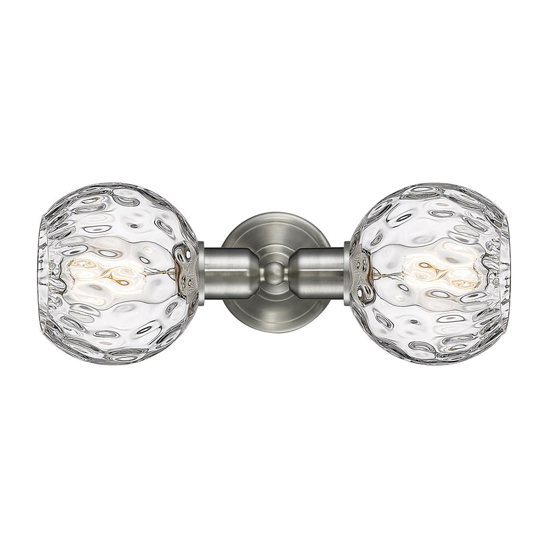Innovations Athens Water Glass 15in 2-Light Linear Vanity Light | Industrial Brushed Satin Nickel Steel and Clear Water Glass | Model 900-2W-SN-G1215-6