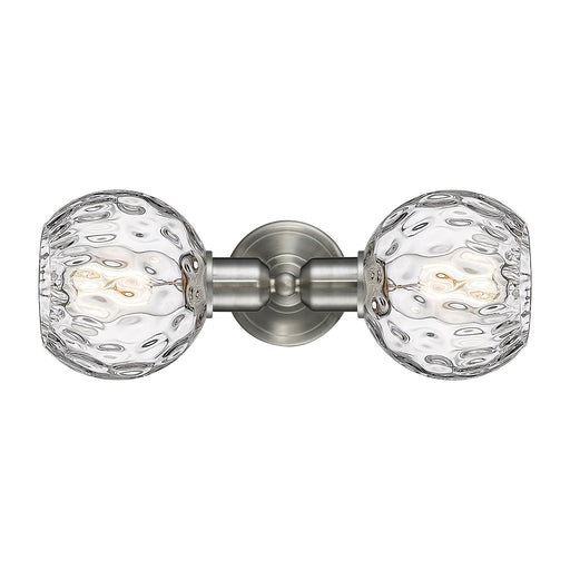 Innovations Athens Water Glass 15in 2-Light Linear Vanity Light | Industrial Brushed Satin Nickel Steel and Clear Water Glass | Model 900-2W-SN-G1215-6