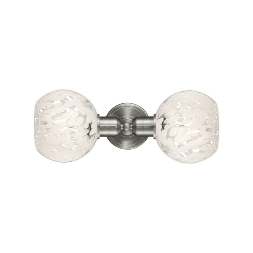 Innovations White Mouchette 15.25in 2-Light Linear Bath Vanity Light | Industrial Brushed Satin Nickel and White Mouchette | Model 900-2W-SN-G1216-6WM