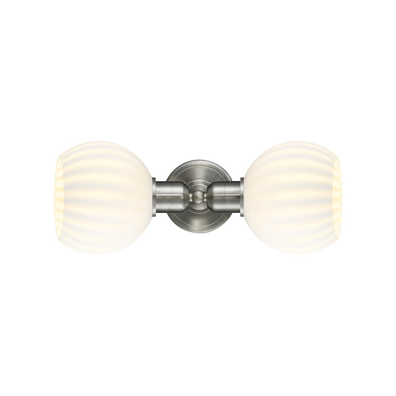 Innovations White Venetian 15.25in 2-Light Linear Bath Vanity Light | Industrial Brushed Satin Nickel and White Venetian Glass | Model 900-2W-SN-G1217-6WV