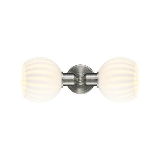 Innovations White Venetian 15.25in 2-Light Linear Bath Vanity Light | Industrial Brushed Satin Nickel and White Venetian Glass | Model 900-2W-SN-G1217-6WV