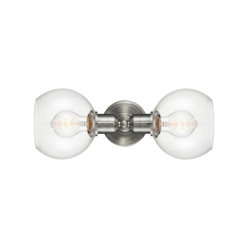 Innovations Athens 15in 2-Light Bath Vanity | Industrial Brushed Satin Nickel and Clear Glass | Bathroom Vanity | 15 x 5.88 in | Model 900-2W-SN-G122-6