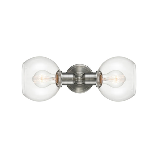 Innovations Athens 15in 2-Light Bath Vanity | Industrial Brushed Satin Nickel and Clear Glass | Bathroom Vanity | 15 x 5.88 in | Model 900-2W-SN-G122-6