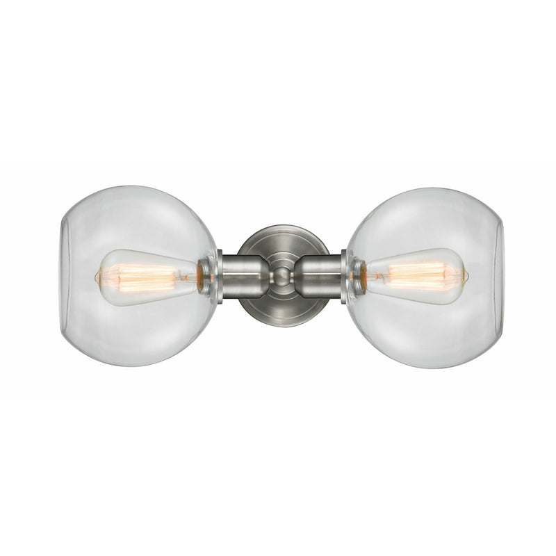 Innovations Sphere 21in 2-Light Bath Vanity | Industrial Brushed Satin Nickel and Clear Glass | Bathroom Vanity | 21 x 8 in | Model 900-2W-SN-G122-LED