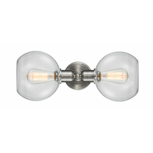 Innovations Sphere 21in 2-Light Bath Vanity | Industrial Brushed Satin Nickel and Clear Glass | Bathroom Vanity | 21 x 8 in | Model 900-2W-SN-G122-LED