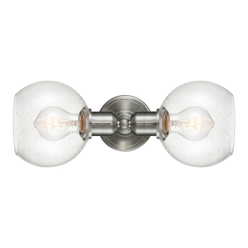 Innovations Athens 15in 2-Light Linear Bath Vanity | Industrial Brushed Satin Nickel and Seedy Glass | Bathroom Vanity | Model 900-2W-SN-G124-6