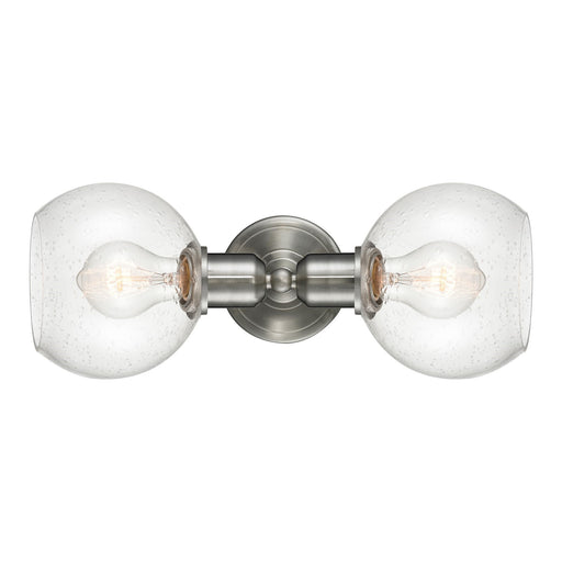 Innovations Athens 15in 2-Light Linear Bath Vanity | Industrial Brushed Satin Nickel and Seedy Glass | Bathroom Vanity | Model 900-2W-SN-G124-6