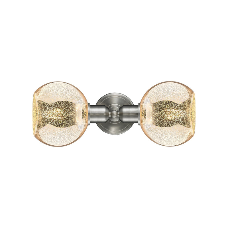 Innovations Athens 15in 2-Light Linear Bath Vanity Light | Industrial Brushed Satin Nickel and Mercury Glass | Bathroom Vanity & | Model 900-2W-SN-G128-6