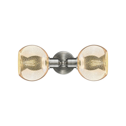 Innovations Athens 15in 2-Light Linear Bath Vanity Light | Industrial Brushed Satin Nickel and Mercury Glass | Bathroom Vanity & | Model 900-2W-SN-G128-6