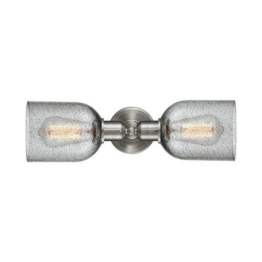Innovations Caledonia 17.25in 2-Light Linear Bath Vanity Light | Industrial Brushed Satin Nickel and Charcoal Glass | Bathroom | Model 900-2W-SN-G257