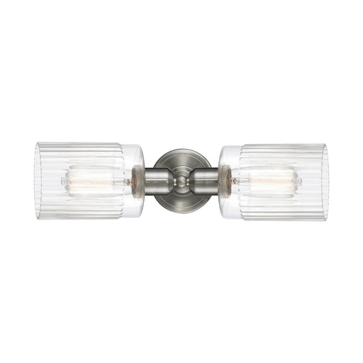 Innovations Hadley 17.25in 2-Light Linear Bath Vanity Light | Industrial Brushed Satin Nickel and Clear Ribbed Glass | Bathroom | Model 900-2W-SN-G342