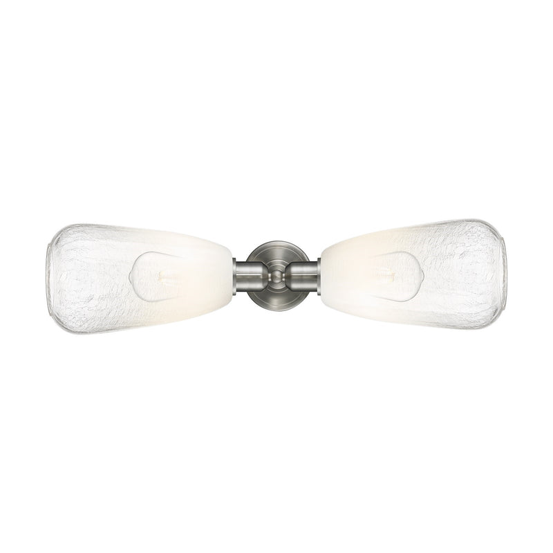 Innovations Brookhaven Almond 25in 2-Light Linear Bath Vanity Light | Industrial Brushed Satin Nickel and Opal Glass | Bathroom | Model 900-2W-SN-G480-6OP