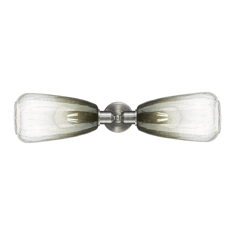 Innovations Brookhaven Almond 25in 2-Light Linear Bath Vanity Light | Industrial Brushed Satin Nickel and Slate Glass | Model 900-2W-SN-G480-6SL