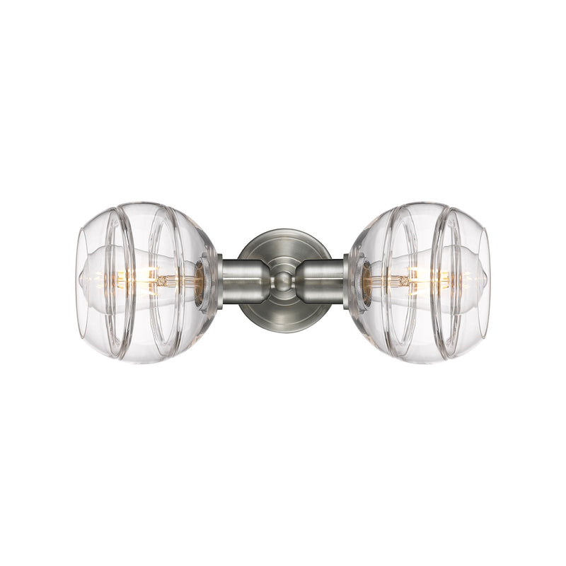 Innovations Rochester 15in 2-Light Linear Bath Vanity Light | Industrial Brushed Satin Nickel and Clear Glass | Bathroom Vanity | Model 900-2W-SN-G556-6CL