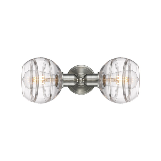 Innovations Rochester 15in 2-Light Linear Bath Vanity Light | Industrial Brushed Satin Nickel and Clear Glass | Bathroom Vanity | Model 900-2W-SN-G556-6CL