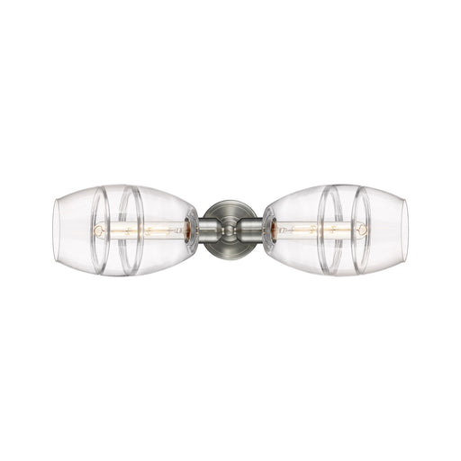 Innovations Vaz 24in 2-Light Linear Bath Vanity Light | Industrial Brushed Satin Nickel and Clear Glass | Bathroom Vanity & | Model 900-2W-SN-G557-6CL